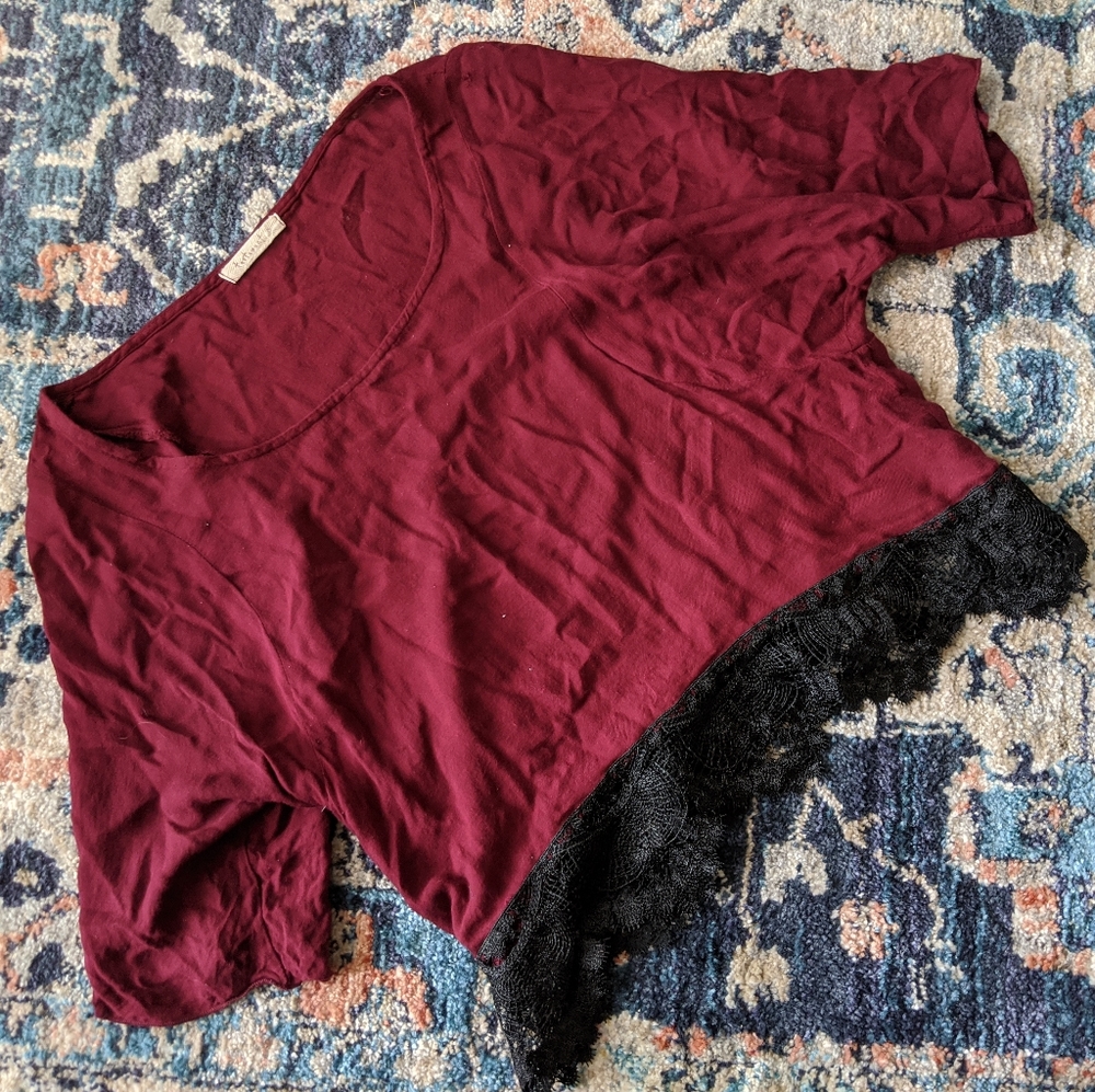 Marshals burgundy lace shirt